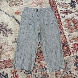 Boden‎ Stripe Navy White Linen Cropped Pant Trouser Women’s US 8P